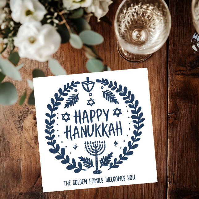 Serviette En Papier Whimsical Hanoukka Holiday Menorah Dreidel Custom (Whimsical Hanukkah Holiday Menorah Dreidel Custom Napkins
)