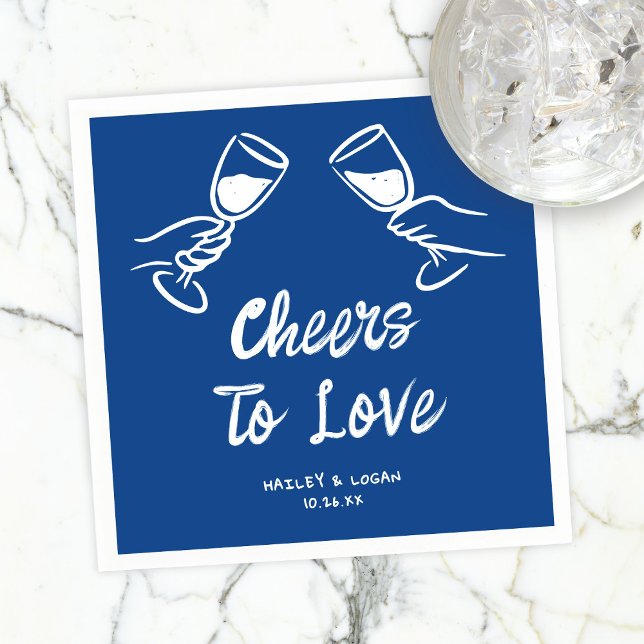 Serviette En Papier Whimsical Illustrated Cheers To Love Mariage (Créateur téléchargé)