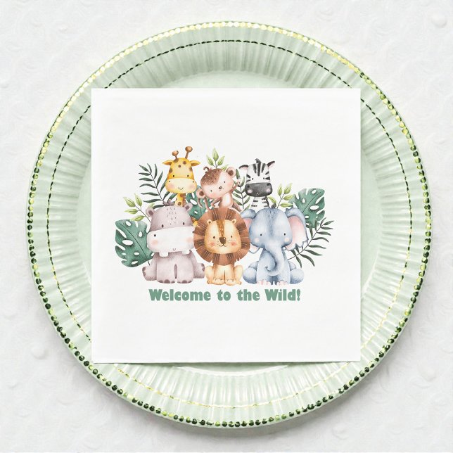 Serviette En Papier Whimsical Jungle Safari Animal Birthday (Créateur téléchargé)