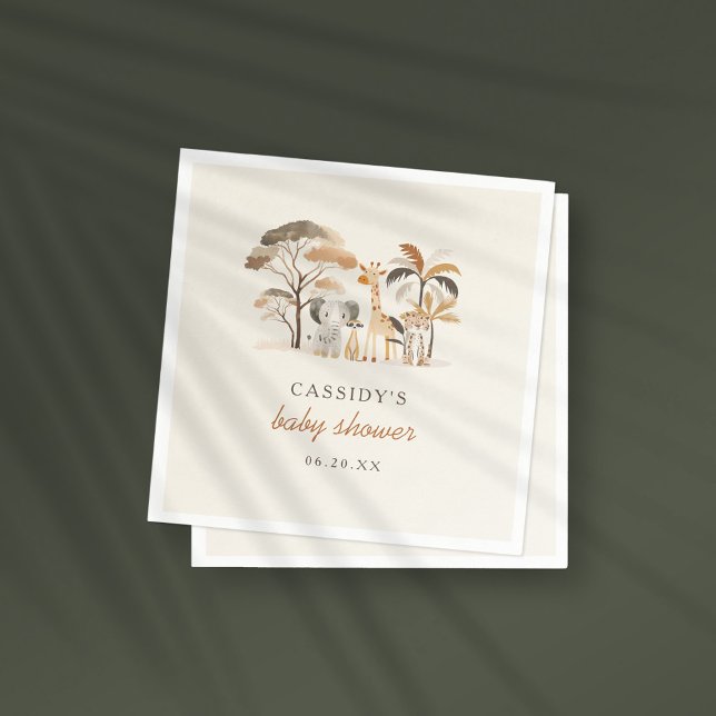 Serviette En Papier Whimsical Jungle Safari Animaux Baby shower Garçon (Créateur téléchargé)