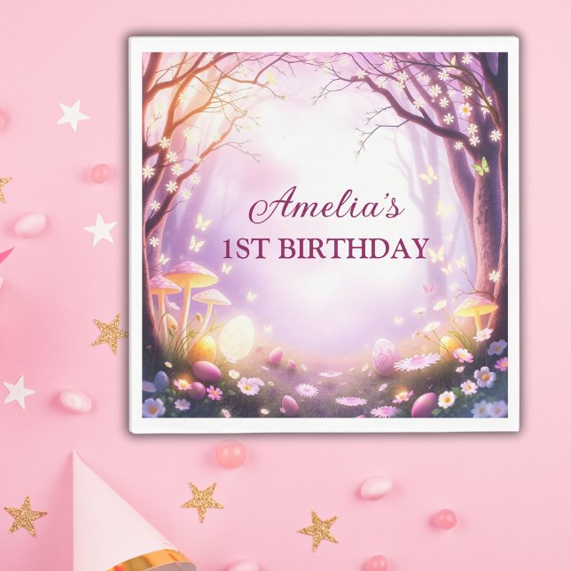 Serviette En Papier Whimsical Kids Pâques Thème Anniversaire (Whimsical Kids Easter Themed Birthday Party Napkins)