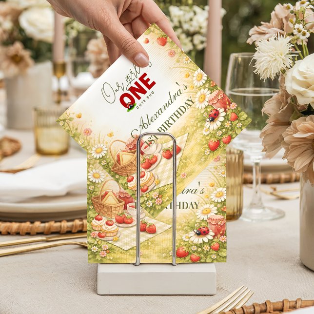 Serviette En Papier Whimsical Meadow Lady Bug 1st Birthday (Créateur téléchargé)