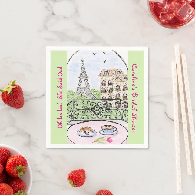 Serviette En Papier Whimsical Paris Eiffel Tower BRIDAL SHOWER  (En situation)