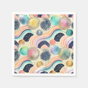 Serviette En Papier Whimsical Pastel Rainbow Waves & Parties scintilla