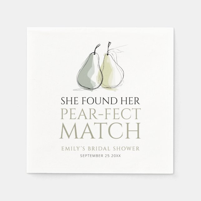 Serviette En Papier Whimsical Pears Pear-fect Match Bridal Shower (Devant)