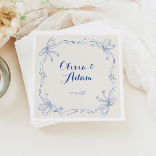 Serviette En Papier Whimsical Quirky Retro Main Tirée Mariage de la Bo