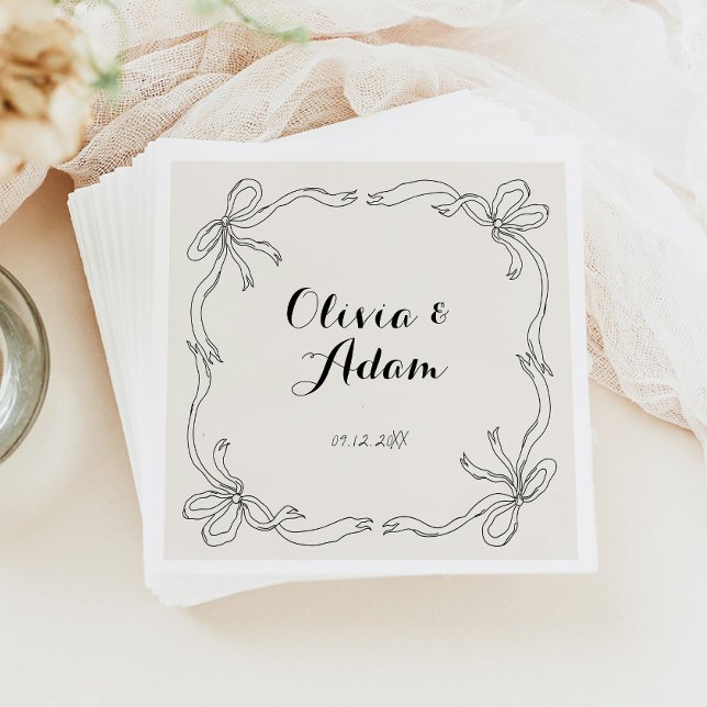 Serviette En Papier Whimsical Quirky Retro Mariage main tiré Bow (Créateur téléchargé)