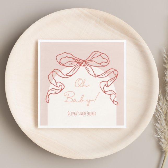 Serviette En Papier Whimsical Retro Orange Main Draw Baby shower (Créateur téléchargé)