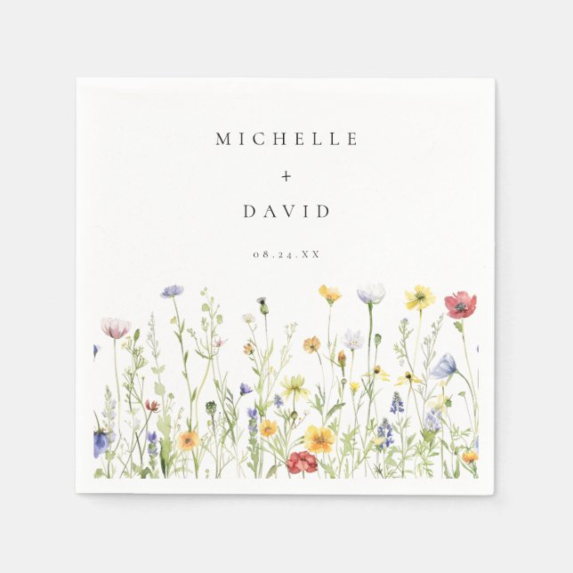 Serviette En Papier Whimsical Rustic Fleur sauvage Mariage (Devant)