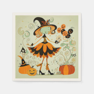 Serviette En Papier whimsical/sorcière/citrouille/chute