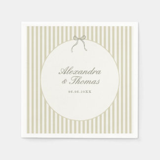 Serviette En Papier Whimsical Stripe Green Wedding Napkins