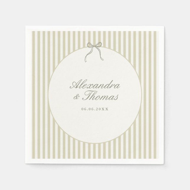 Serviette En Papier Whimsical Stripe Green Wedding Napkins (Devant)