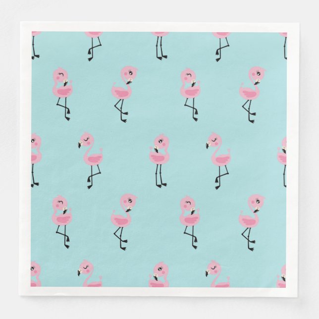 Serviette En Papier Whimsical tropical flamingos (Devant)