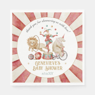 Serviette En Papier Whimsical Watercolor Circus Carnival Baby Shower