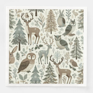 Serviette En Papier Whimsical Woodland Animaux Vacances Papier Napkin