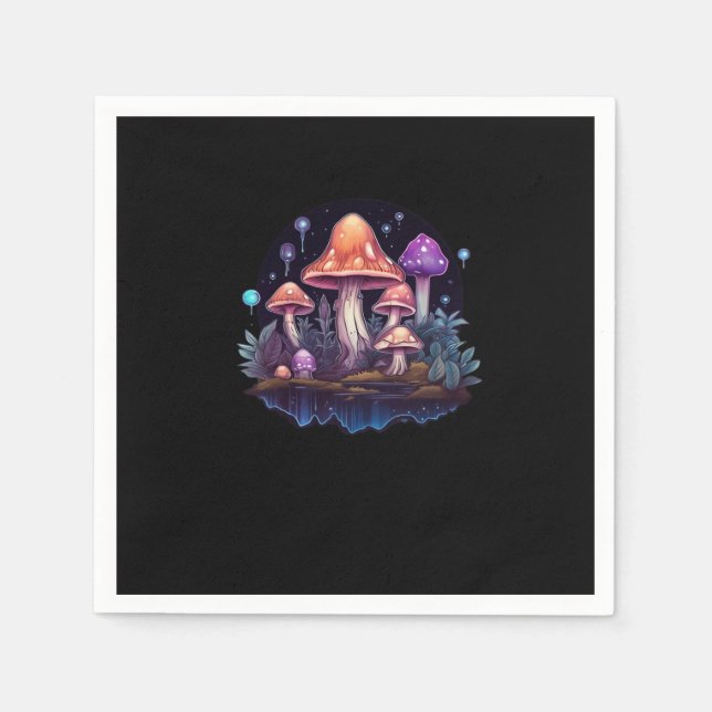 Serviette En Papier Whimsigoth Champignons Et Cristaux (Devant)