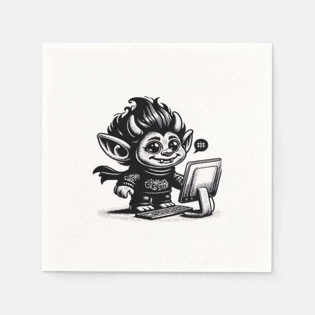 Serviette En Papier Whimsigoth Cyborg Internet Troll Design d'art Vint (Devant)