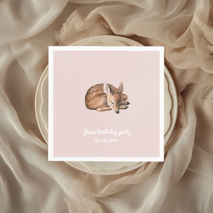 Serviette En Papier Whimsland Cerf Anniversaire rose