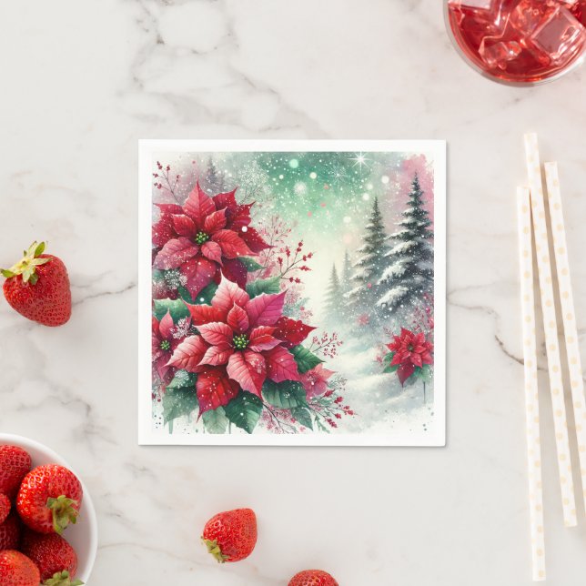 Serviette En Papier Whimsland Winter Wonderland Poinsettia Découpage (En situation)