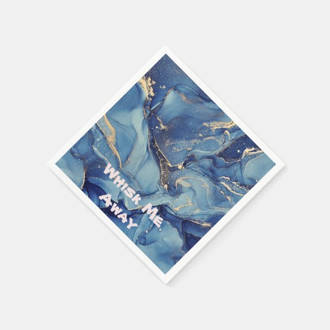 Serviette En Papier Whisk me away Blue Marble Monogrammed | (Coin)