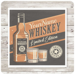 Serviette En Papier Whiskey Liquor Bottle Western Bar