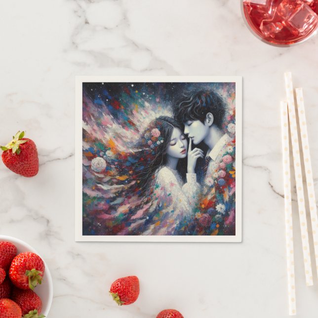Serviette En Papier Whispers of Love Valentine Paper Napkin - Romantiq (En situation)