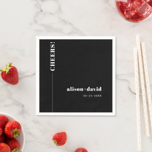 Serviette En Papier White bold CHEERS typographie minimaliste mariage