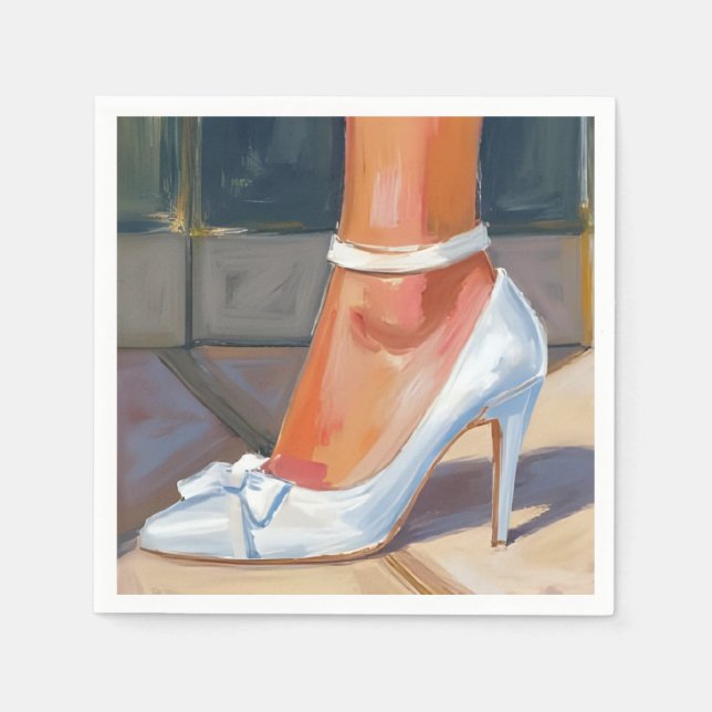 Serviette En Papier White Bridal Heels Wedding (Devant)