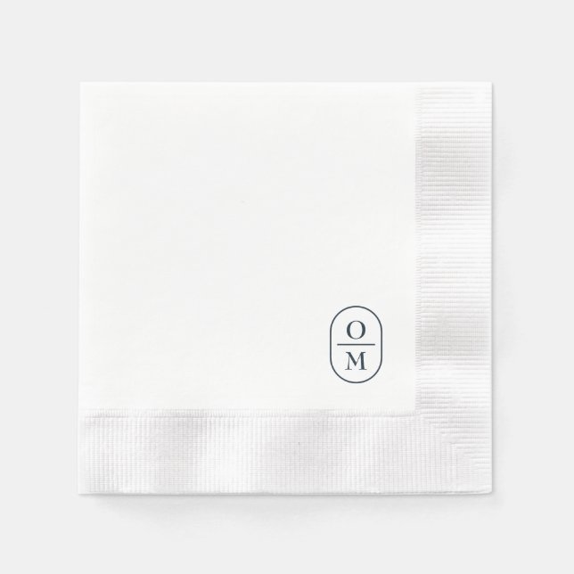 Serviette En Papier White | Chic Typography Minimal Monogram Wedding (Devant)