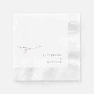 Serviette En Papier White Forever You Gold Text Mariage Cocktail