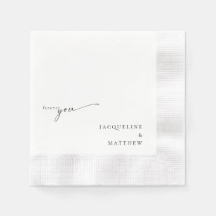 Serviette En Papier White Forever You Mariage Cocktail personnalisé
