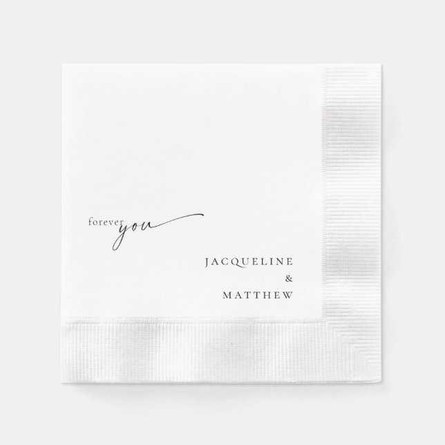 Serviette En Papier White Forever You Mariage Cocktail personnalisé (Devant)