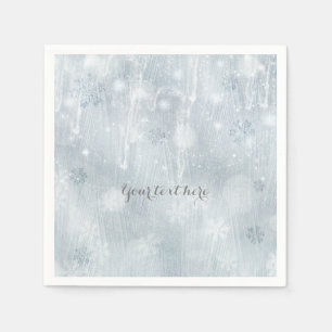 Serviette En Papier White Ice Snowflakes Winter Wonderland Party