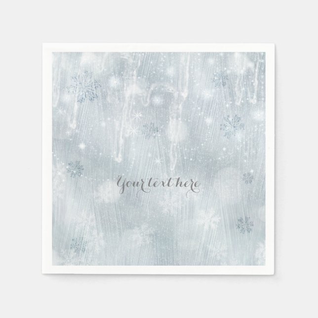Serviette En Papier White Ice Snowflakes Winter Wonderland Party (Devant)