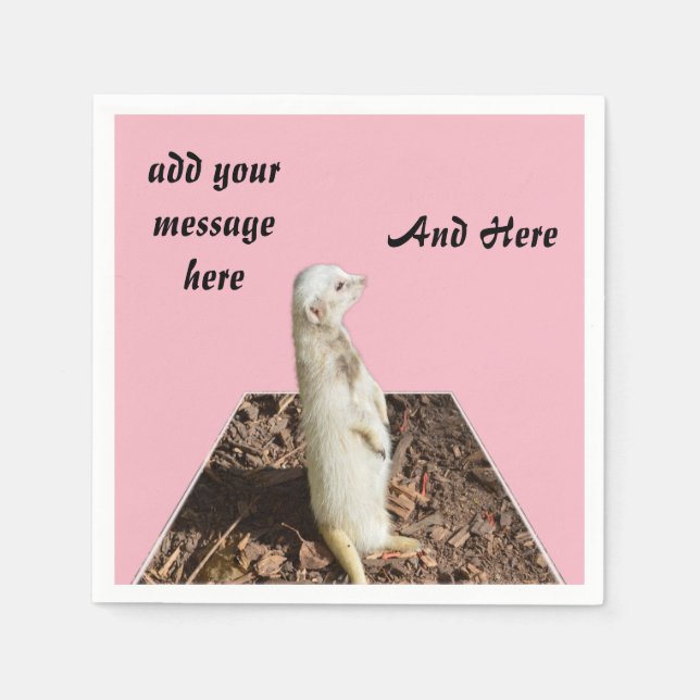 Serviette En Papier White Meerkat Dimensional Art Modèle, (Devant)