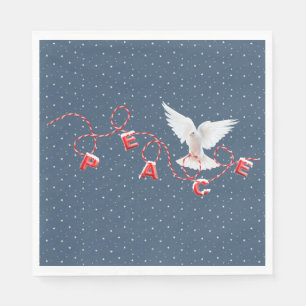 Serviette En Papier White Peace Dove With Peace Text