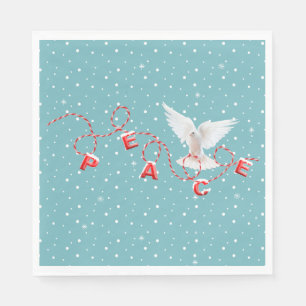 Serviette En Papier White Peace Dove With Peace Text