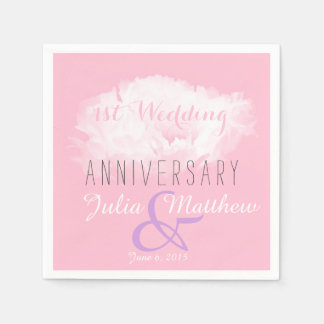 Serviette En Papier White Peony 1er Mariage Anniversaire papier Napkin