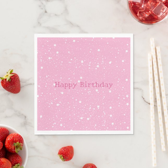 Serviette En Papier White Pink Sky of Stars Birthday (En situation)