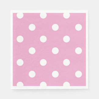 Serviette En Papier White Polka on Pink