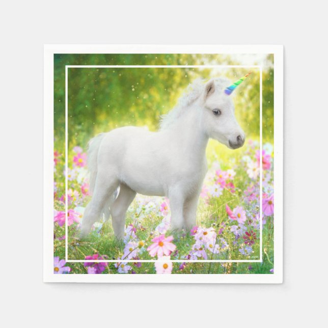 Serviette En Papier White Pony Unicorn (Devant)