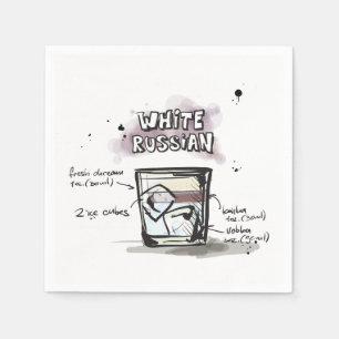 Serviette En Papier White Russe Drink Recette Cocktail Napkin