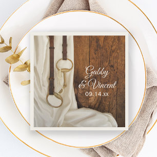 Serviette En Papier White Satin et Horse Bit Pays Mariage de l'Ouest