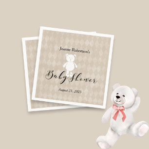 Serviette En Papier White Teddy Bear Baby shower moderne   Jacquard Ta