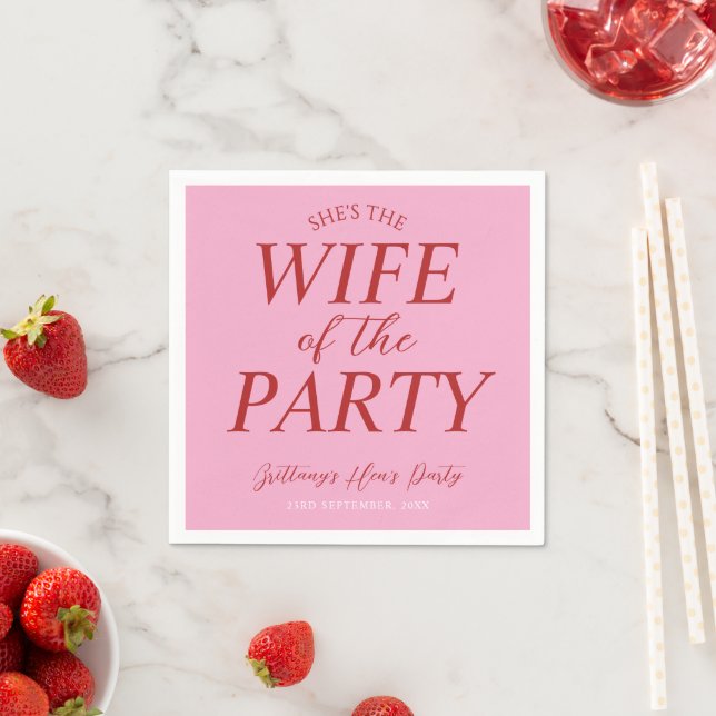 Serviette En Papier Wife of the Party Pink Hen's Party  (En situation)