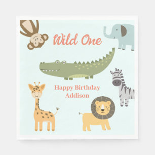 Serviette En Papier Wild One African Safari Animaux 1er anniversaire