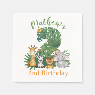 Serviette En Papier Wild One Baby 1er Anniversaire Jungle Safari Napki
