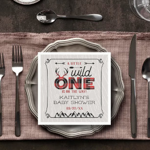 Serviette En Papier Wild One Boys Rustic Plaid Baby shower de bûcheron