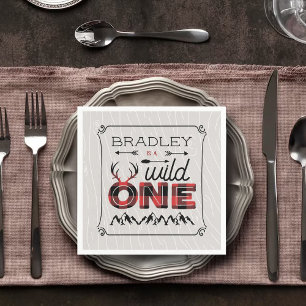 Serviette En Papier Wild One Boys Rustic Plaid Lumberjack 1er annivers