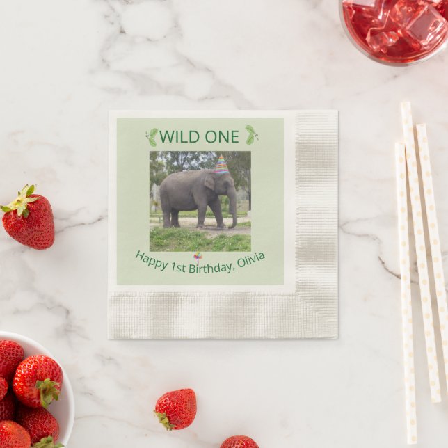 Serviette En Papier Wild One Elephant Birthday Table Accent  (En situation)